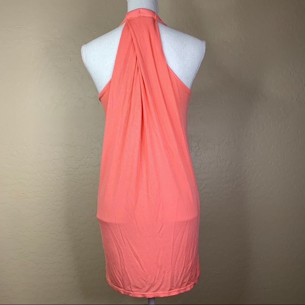 Splendid Pink Ribbed Racerback Pleat Back Mini Dress - Picture 3 of 10